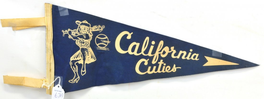 Two Original California Cuties Baseball Pennants: Each Measures 17"