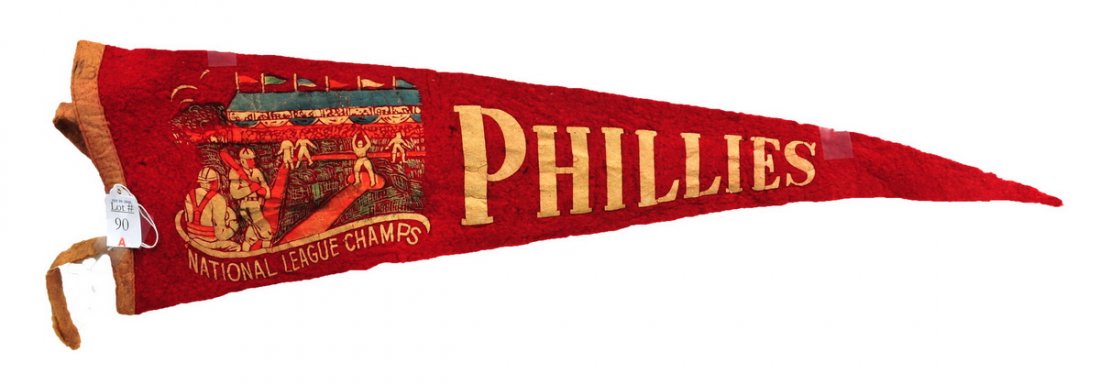 Original Philadelphia Philies Championship Pennant: Measures 25"