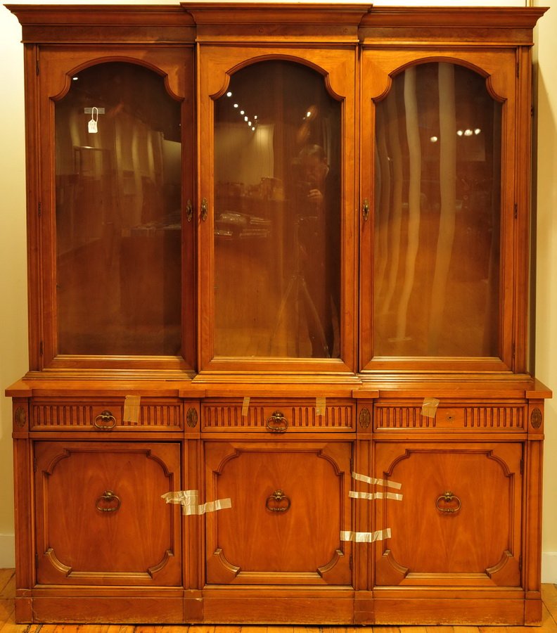 Two piece walnut  veneer china closet (1 of 1)