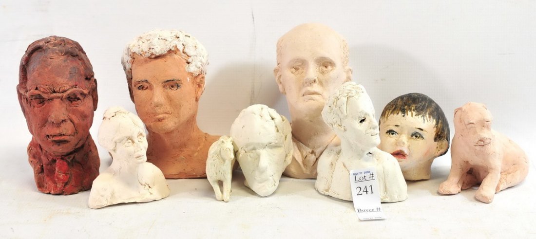 Collection of Pottery Heads and Figures (1 of 2)