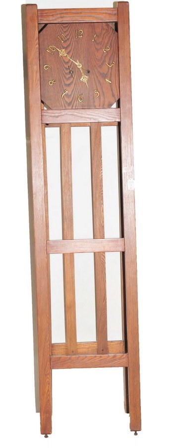 Mission Style Tall Clock: 72" Tall x17 wide x 12 deep with movement in tact, oak construction