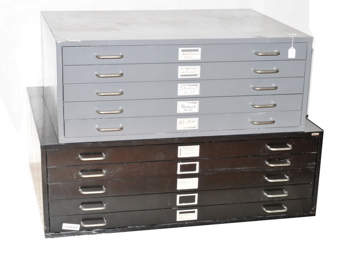 Pair of Metal Print Makers Cabinets (1 of 10)