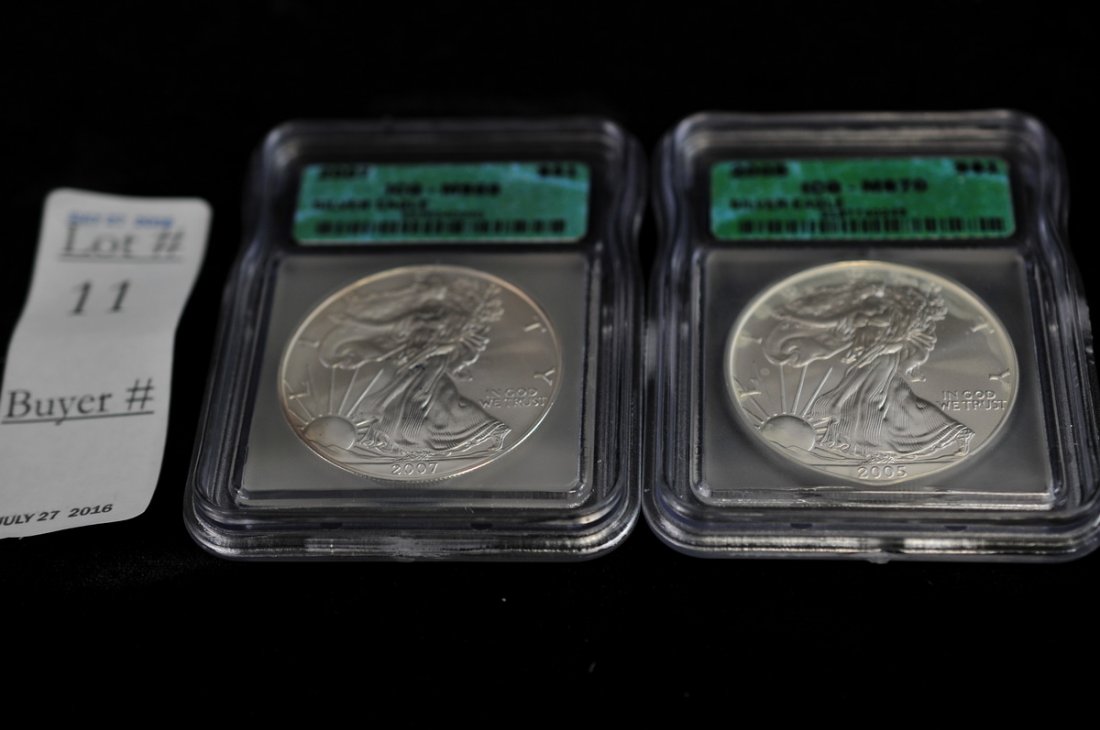 Two ICG Graded Silver Eagles (1 of 3)