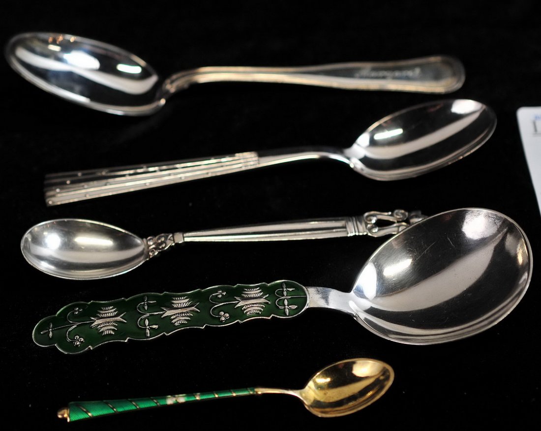 5 Sterling Silver Signed Spoons Denmark (1 of 2)
