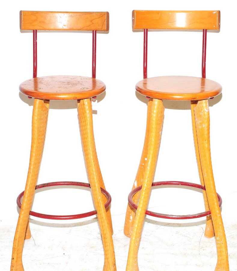 Pair of Axe Handle Designer Bar Stools (1 of 3)