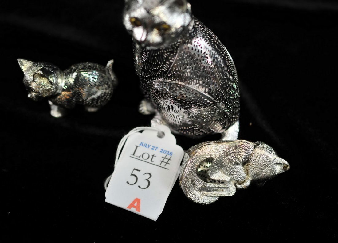 Christofle Cat Lot with Tray: Christofle Cat Lot with Tray