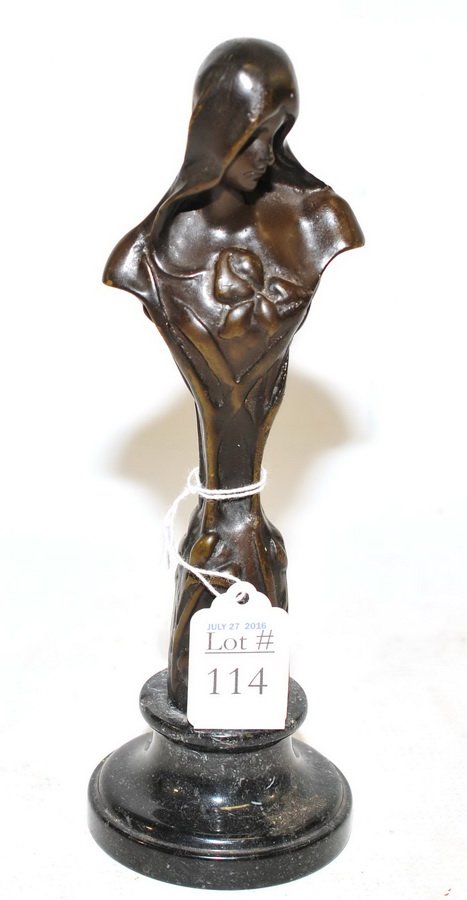 Cast Metal Statue of Woman (1 of 3)