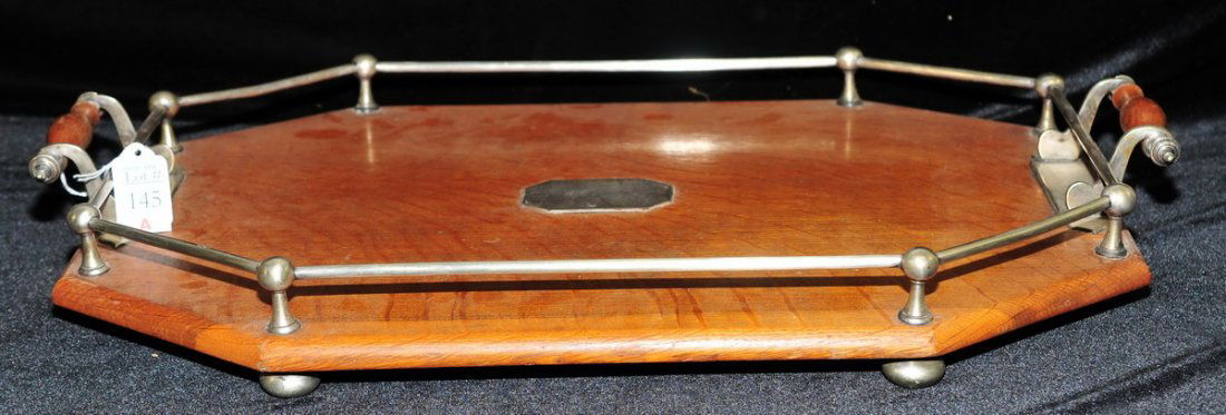 Antique Silver plate and Oak Presentation Tray (1 of 2)