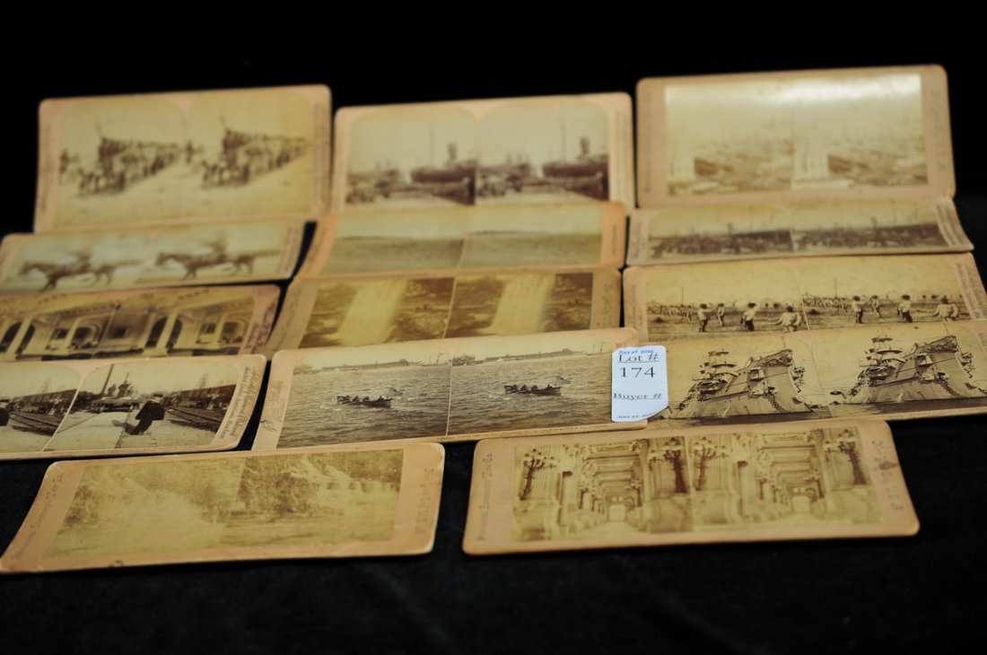 14 Antique Spanish American War Stereo views: Various War Scene, nice estate lot
