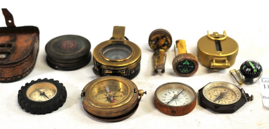 Collection of 10 Pin On/Hand Held Compasses (1 of 3)