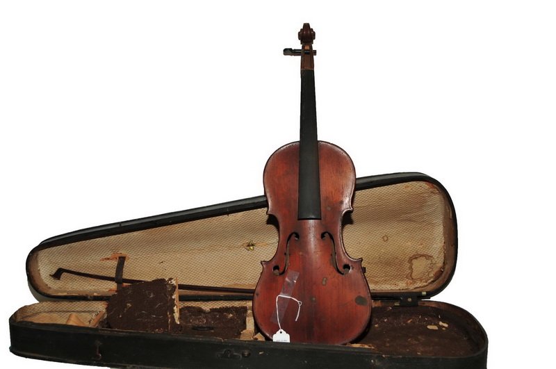 Antique Violin With Case: Has Paper label inside Stradivarius Cremona 1713, measures 23"