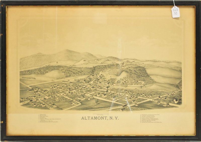 1889 Yard long Photo Of Altamont New York: Measures 28x19 Drawn and Published by LR Burleigh Troy New York 1889