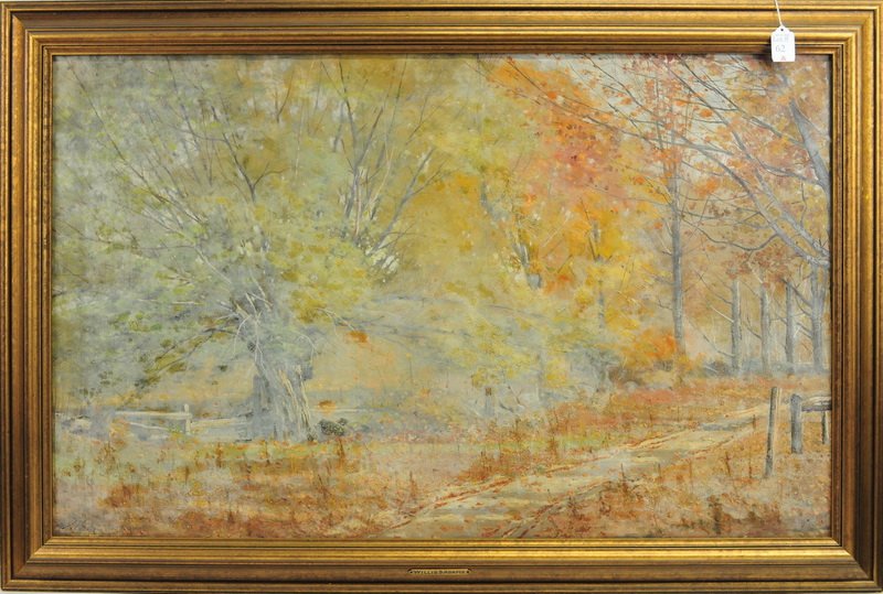 Oil on Canvas By Willis Seaver Adams: Landscape Abstract 38x23, name plate at bottom, signed lower left