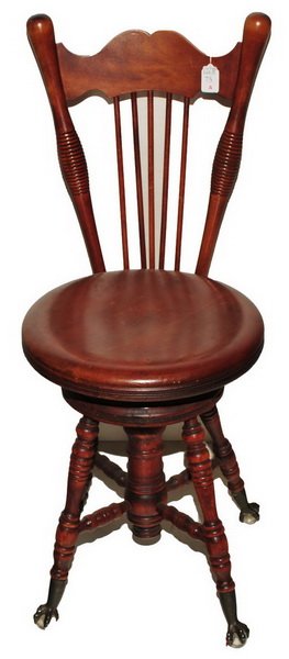 Rock Maple Ball and Claw Piano Stool: Glass ball, claw feet 35"