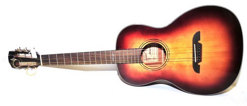 Alvarez acoustic guitar: model no AP610ESHB, Serial No. E14050619 with black mesh Road Runner case. Sitka Top Mahogany Back, noted for energy and response