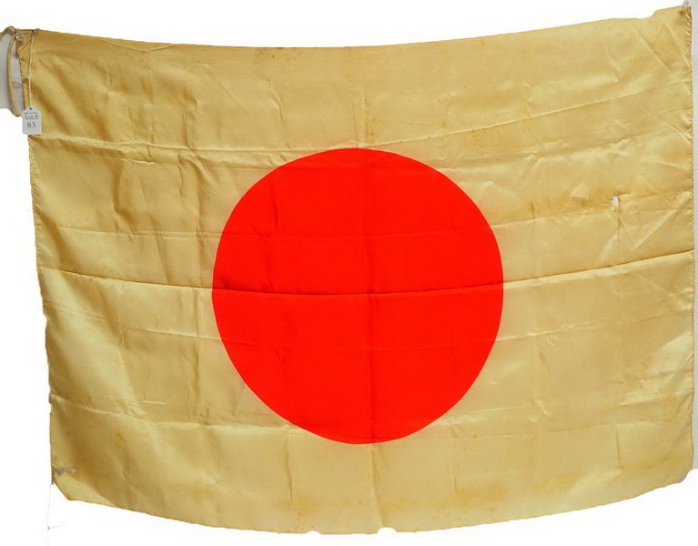 National flag of Japan from WWII: This flag is made of silk and measures 28"x38" This came from a trunk belonging to Capt. Andrew J. Panettieri of the 47th Depot Supply Squadron