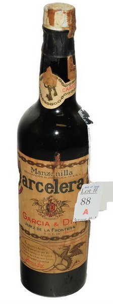 Antique Unopened Bottle of Manzanilla: Carcelara by Garcia and Diaz Spain 1925-1930(Sherry) found in attic in Mexico City, with all seals. YOU ARE BUYING THE BOTTLE, Liquor is free, Reg SSA Number 36915 "A"