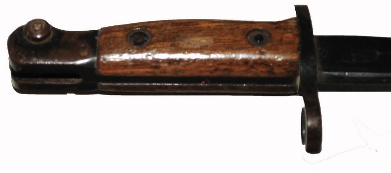 US Military WW1 Springfield Bayonet: US Military WW1 Springfield Bayonet by Winchester with green leather scabbard. Unusual Markings 1917 & W on one side and U.S., Ordnance Bomb "Flaming Onion" & "X" for a proof mark.