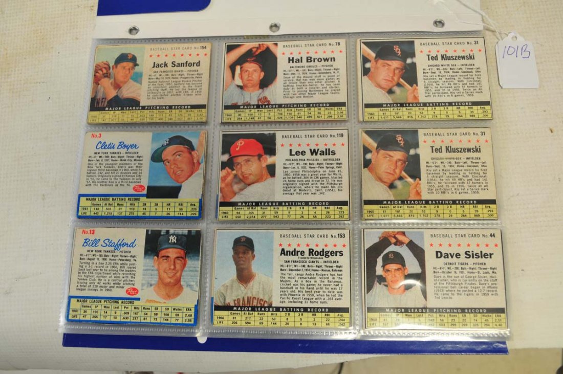 51 1961-1963 Post Cereal Baseball: VG-EX, Luis Aparicio, Maury Wills, Ted Kluszewski and others