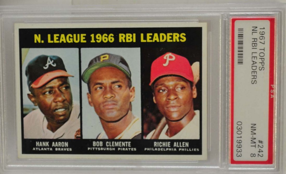 1967 Topps NL RBI Leaders Clemente/Aaron PSA 8 (1 of 2)