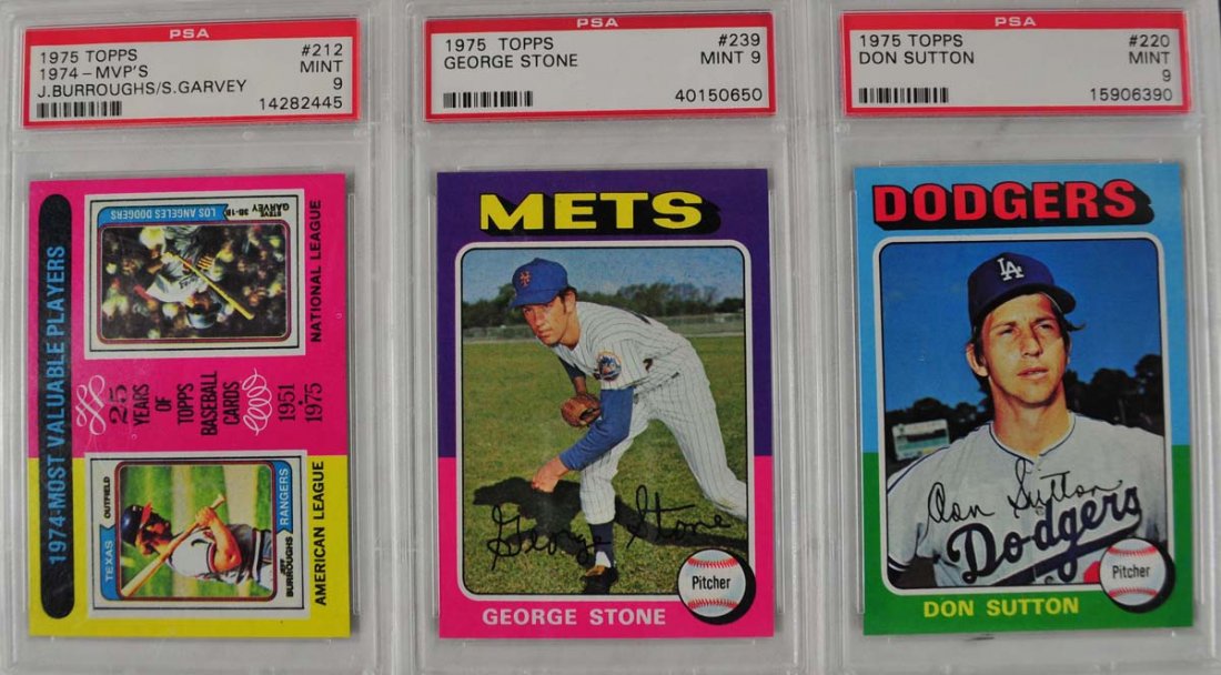 16 1975 Topps Baseball Cards PSA Graded 9 (1 of 10)