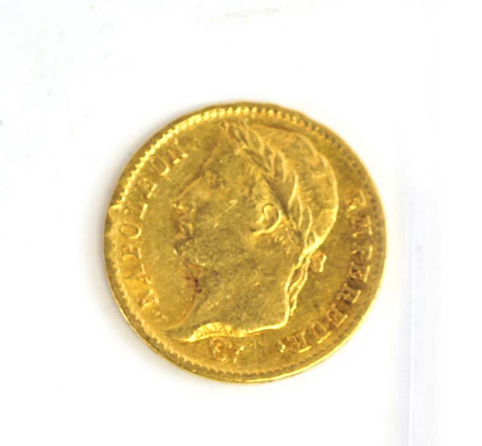 1811-A France 20 Francs Gold Coin: 1811-A France 20 Francs Gold Coin. Year Issue: 1811Country Origin: France Composition Type: Gold Denomination: 20.00Purity: 0.9000Coin Weight: 6.45 Grams - gMint Name: Paris Mint Dimensions: 21mmCurre