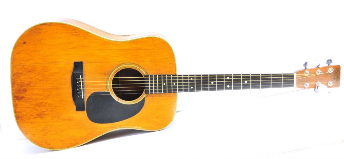 1965 Martin D-35 Acoustic Guitar: Serial number 215531, has some wear and a couple age cracks to body, nice playable guitar with great patina, comes with a soft case, Square Head Stock, First Year Model