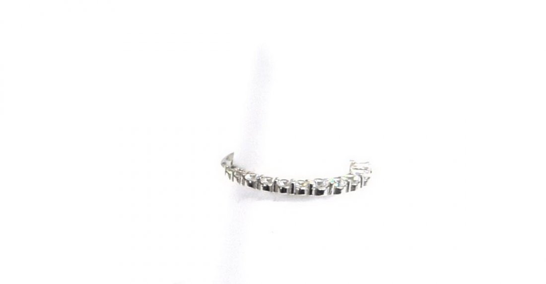 14Kt. Monet White Gold Hoops and Diamond Ring: 8 Grams, total weight, unusual white gold accent diamond attachment