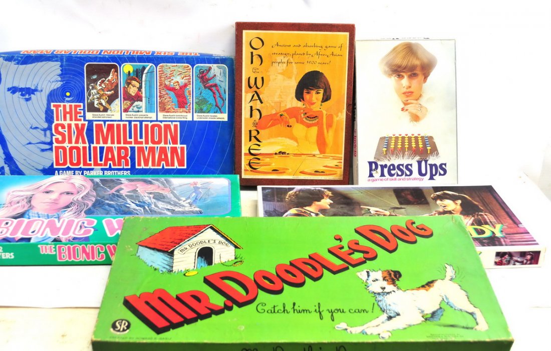 17 Vintage Games: To include The Bionic Woman, Mork and Mindy, The Six Million Dollar Man, Master Mind, and many more.