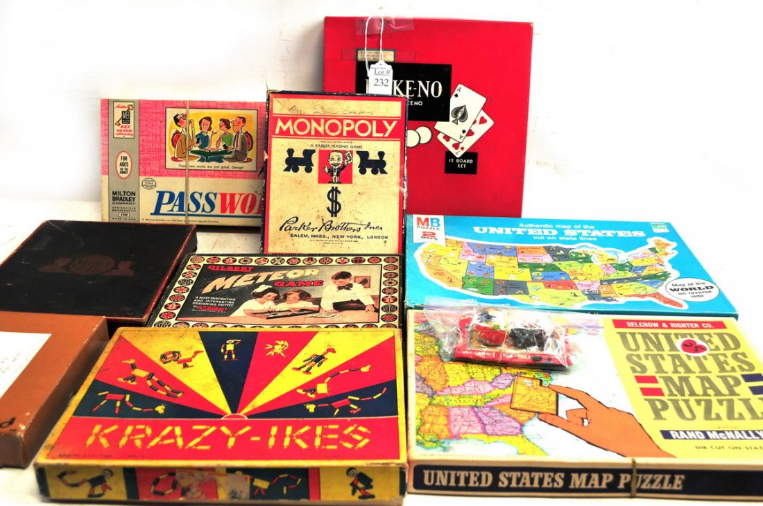 Estate games and Puzzles: Early Monopoly, dominoes and more