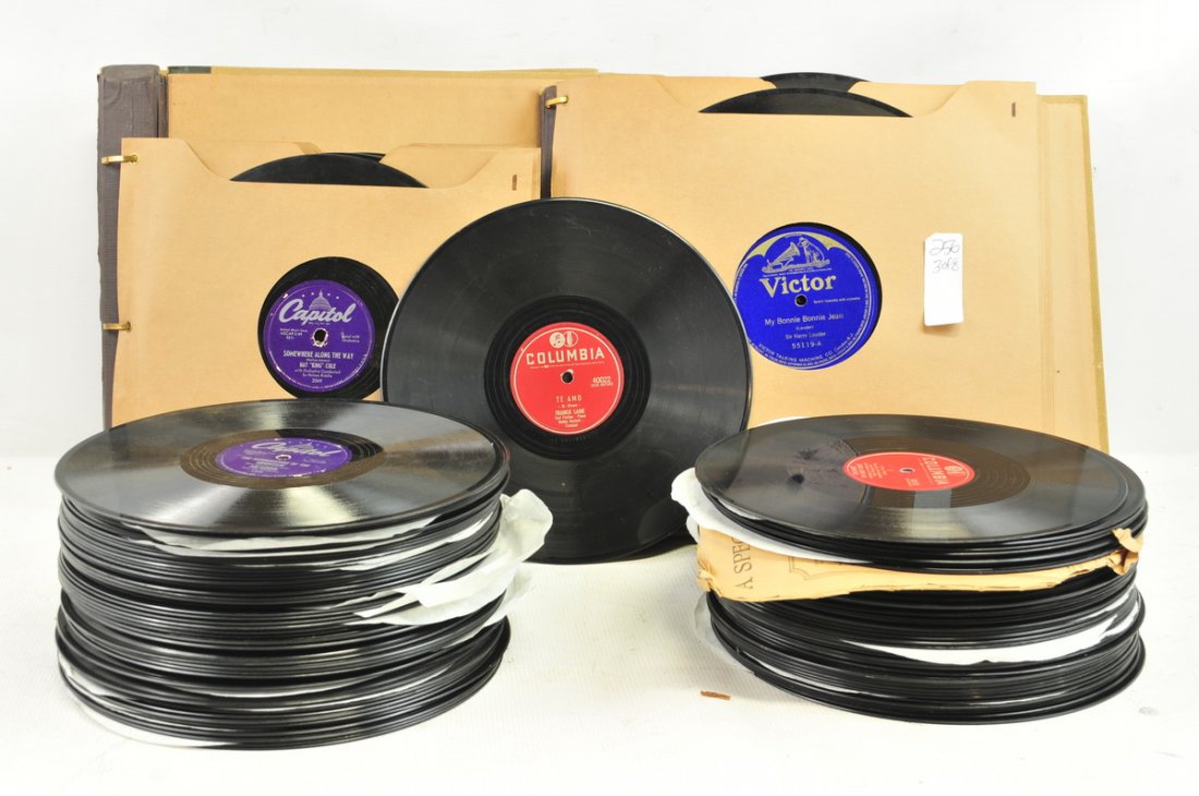 8 Boxes of Vintage Records: Jan Garber, Bay City Rollers, Hit Parade, Elton John, Barry Manilow, Bee Gees, Village People and more, hundreds of 78 Record Albums, many with sleeves