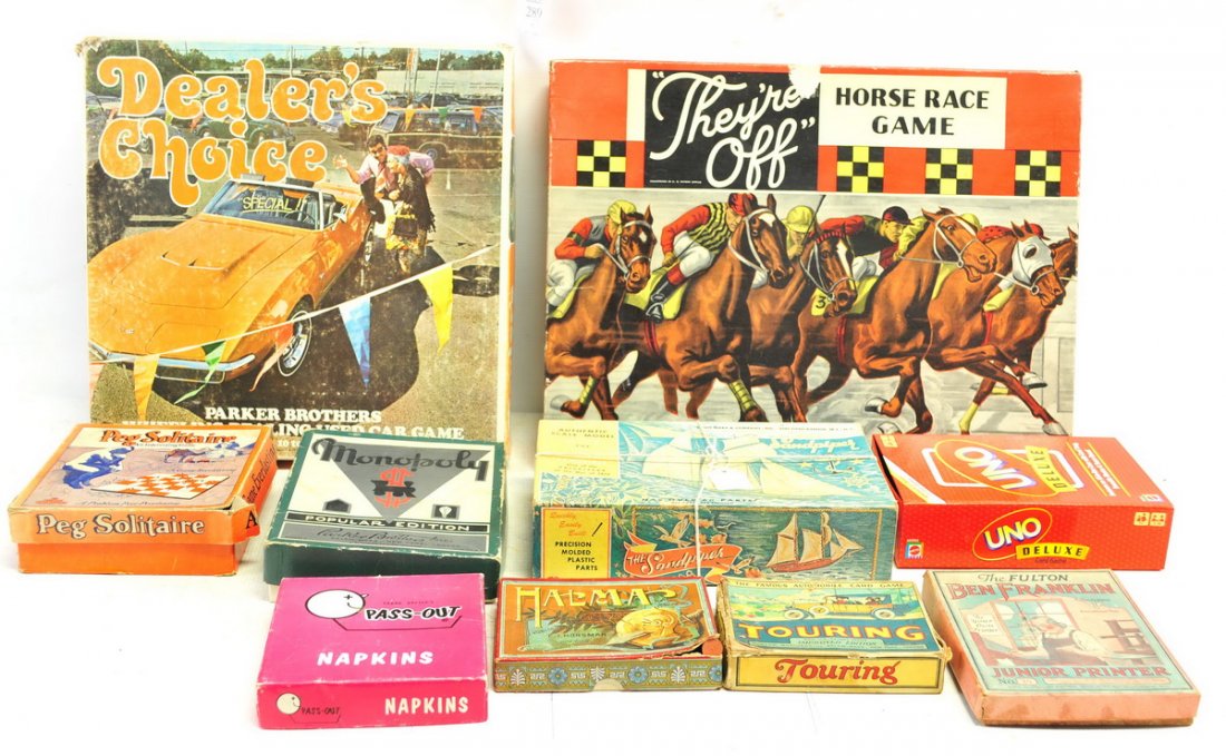 16 Vintage Board Games: Dealers Choice, Beano, Sea Raider, Cabby, Uno, Table Tennis, more