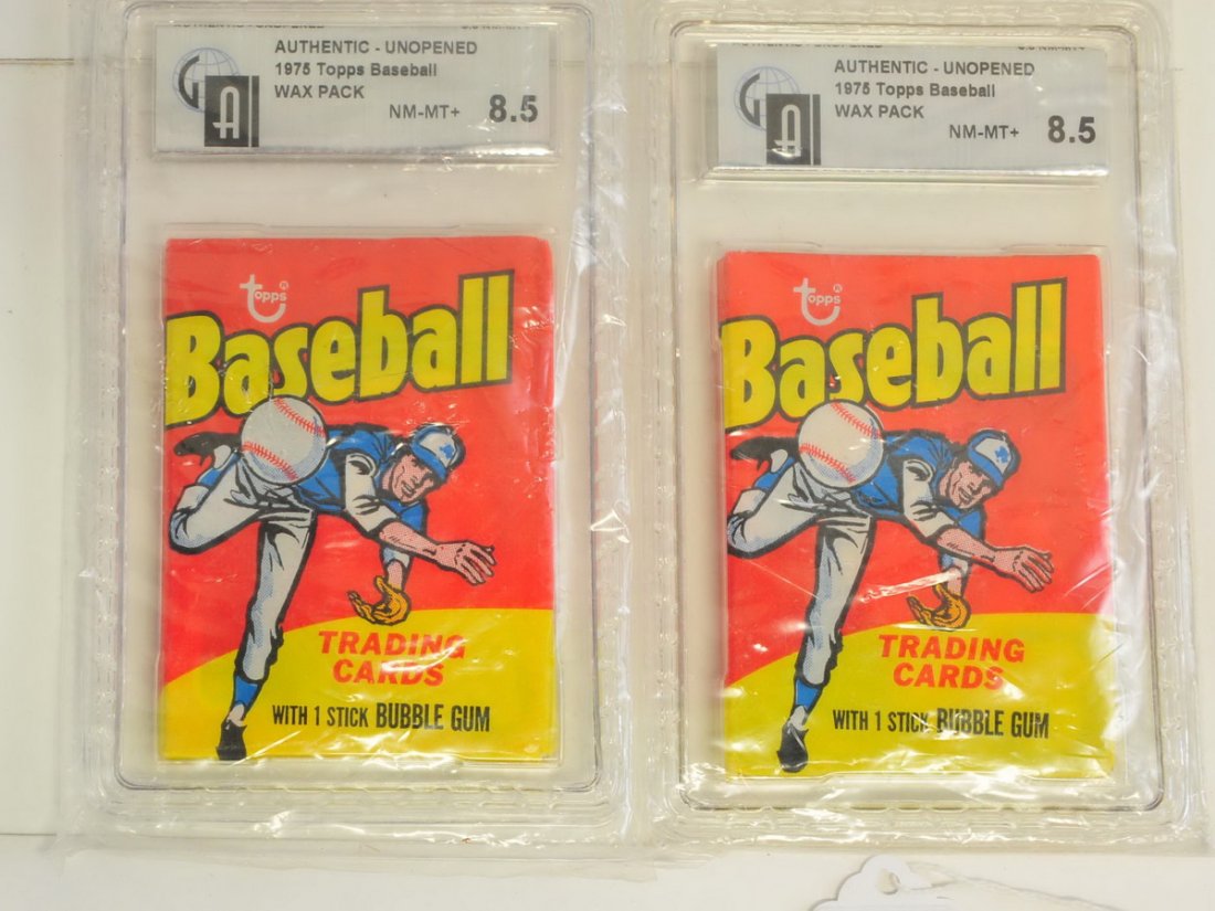 2 1975 Unopened Wax Packs GAI Graded NM-MT+ 8.5 (1 of 2)