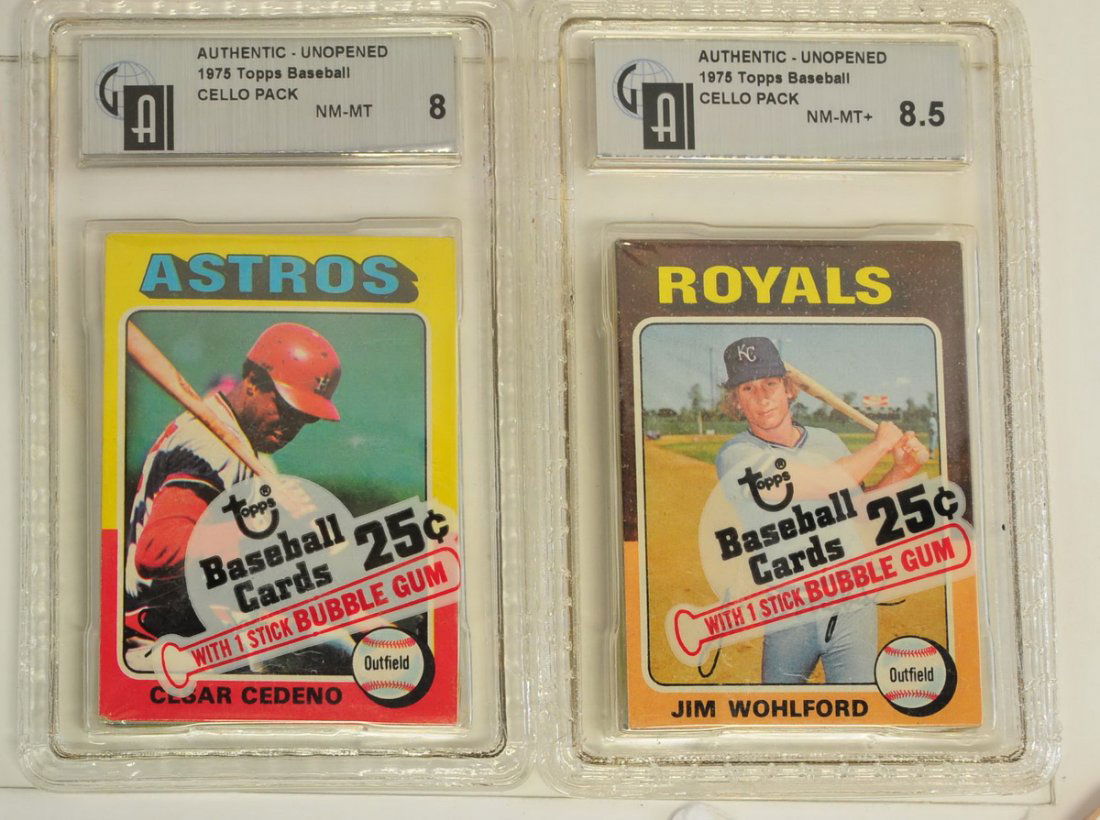 2 1975 Topps Cello Packs GAI Graded NM-MT+ 8.5 (1 of 2)