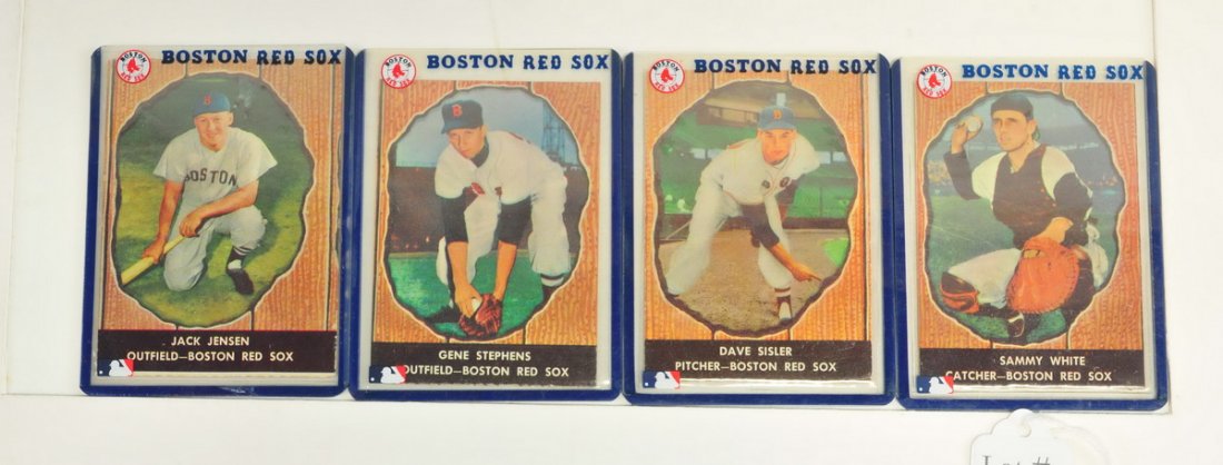 7 1958 Hires Root Beer Red Sox Cards: Pete Runnels, Willard Nixon, Jackie Jensen, Gene Stephens, Dave Sisler, Sammy White and Franklin Sullivan