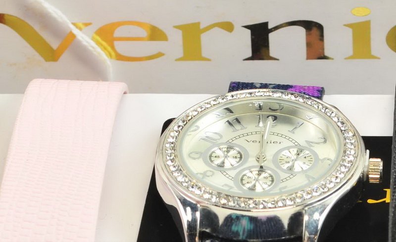 12 Ladies Designer Watches New In Box: Two Joe Boxer, Vernier with additional bands, Timex, and more