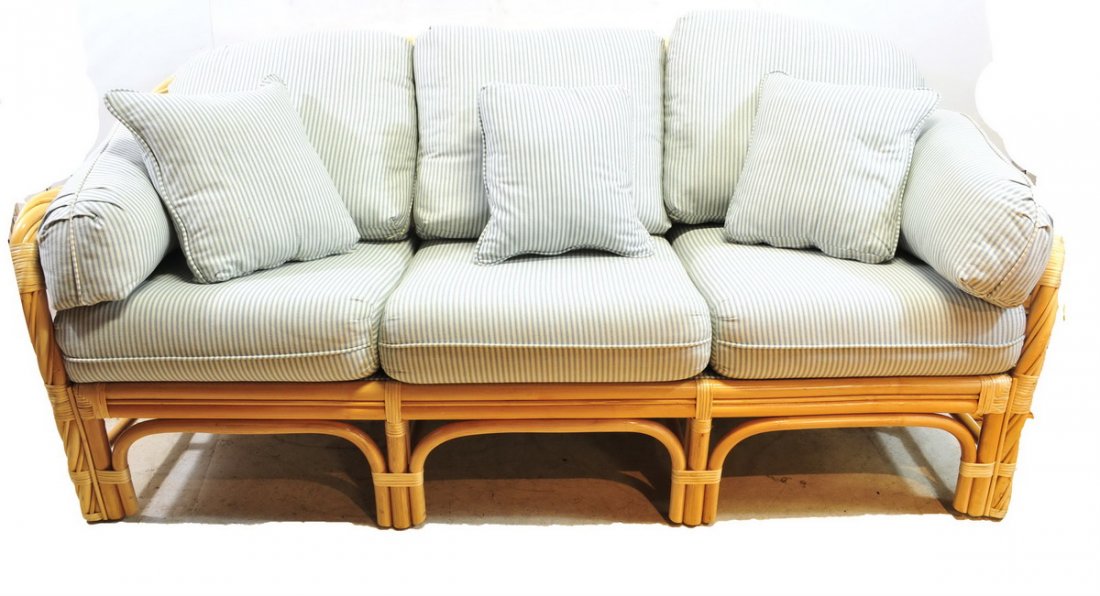 Two Pieces of Vintage Patio Pieces by Bench craft: Bent Wood Vine Sofa and chair, sofa measures 76" and arm chair