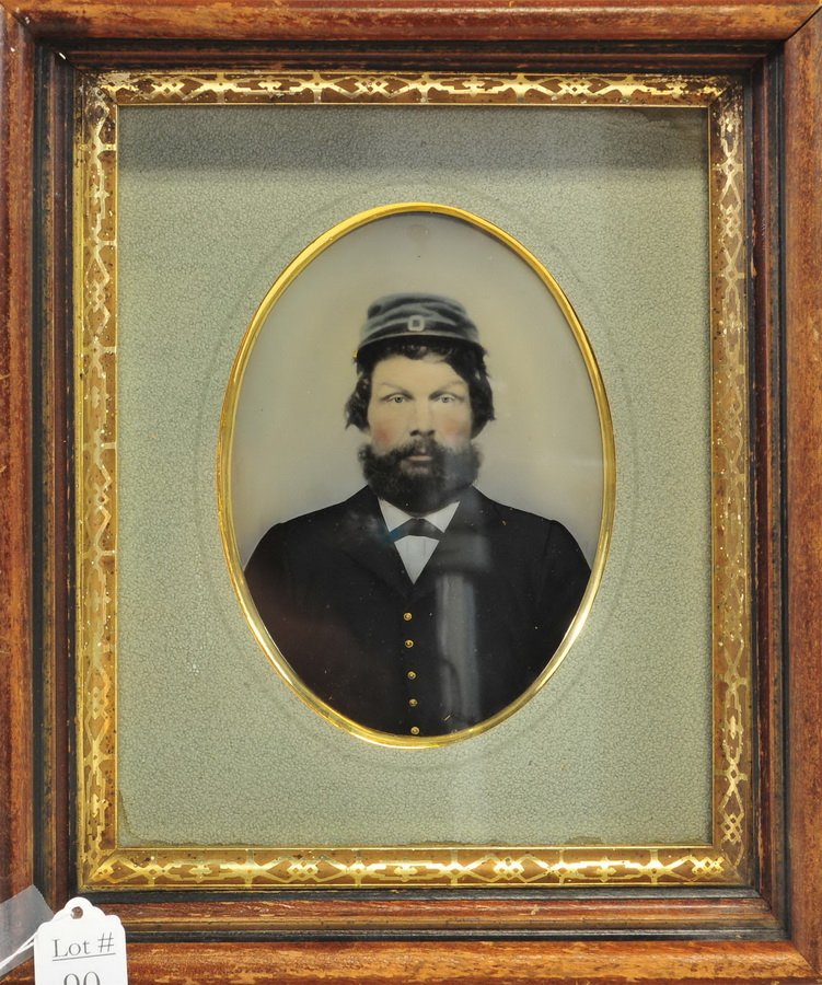 Civil War Full Plate Tintype of a Maine Soldier: From the descendants of William F. Quint, unknown soldier wearing a Kepy and civilian clothes. Likely post war