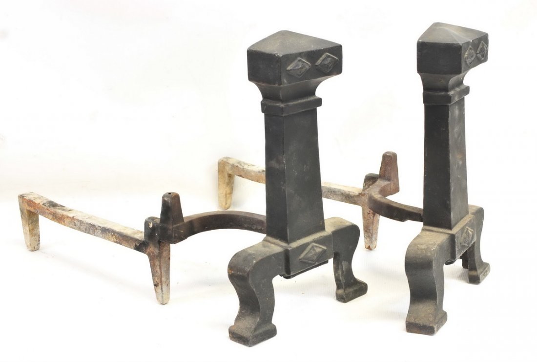 Four Sets of Antique Andirons: Various Styles