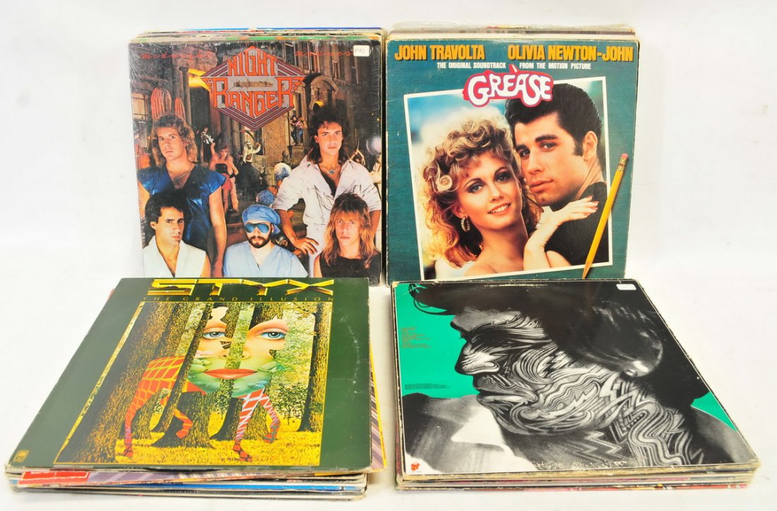 Record Albums and 45 RPM Records: Rock genre 78 RPM, Michael Jackson, Foreigner, Rolling Stones, Meatloaf, Sting, 45RPM Elvis over 25 Total with sleeves, The Beatles Over 25 with sleeves