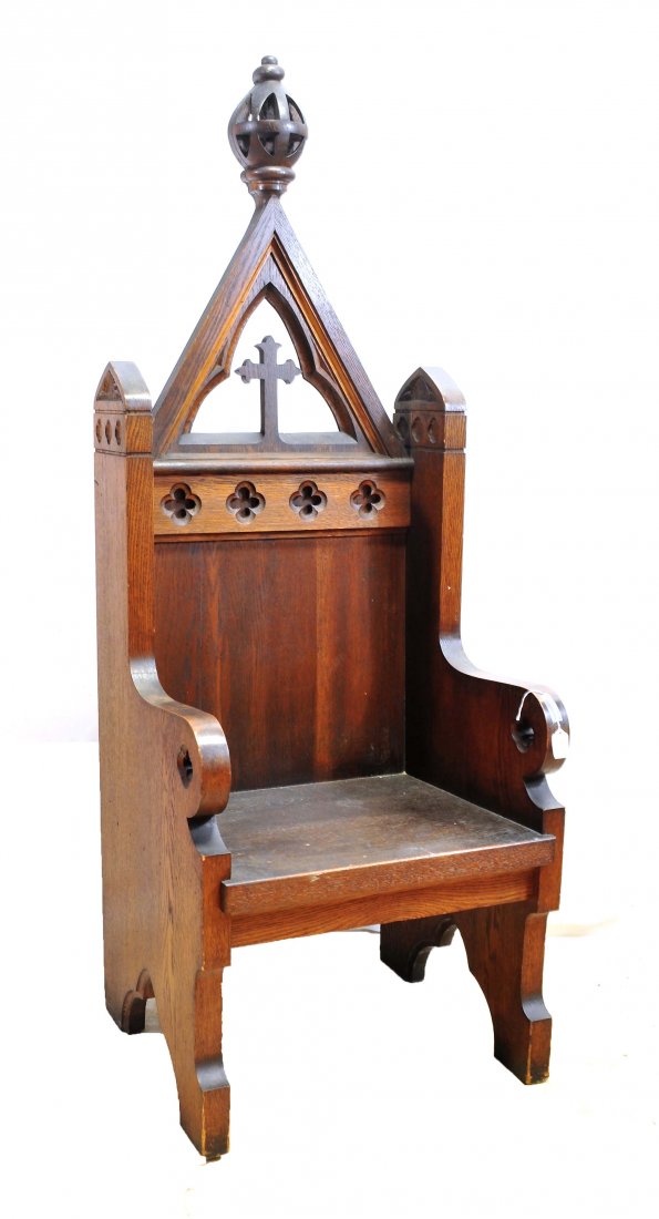 Antique Oak Church Pews Decorative: High back oak ceremonial with religious carved back 65x24 and smaller pew 36x26