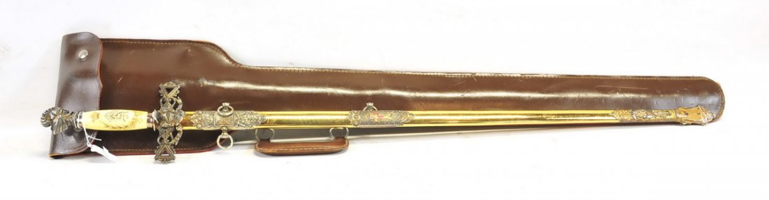 Vintage Masonic Ceremonial Sword: Hector McIntyre, in great shape with leather sheath