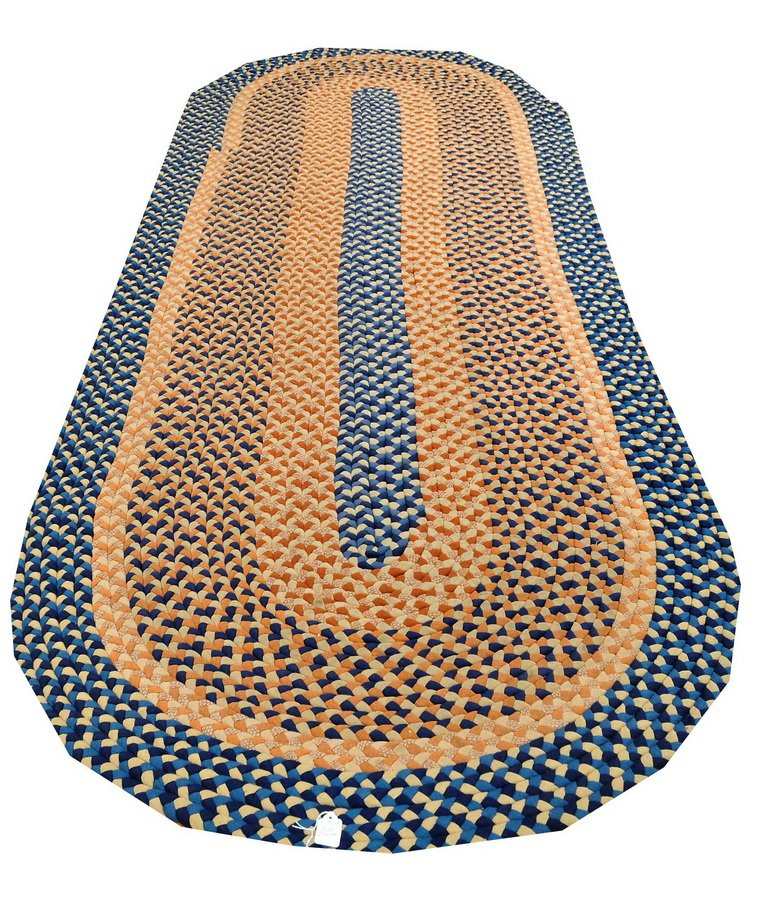 One multi colored braided rug: 10' X3'