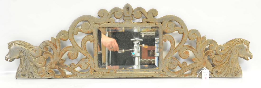 Antique Victorian Nickel Plated Horse Mirror: Measures 38", some nickel plating has worn off, nice unique piece