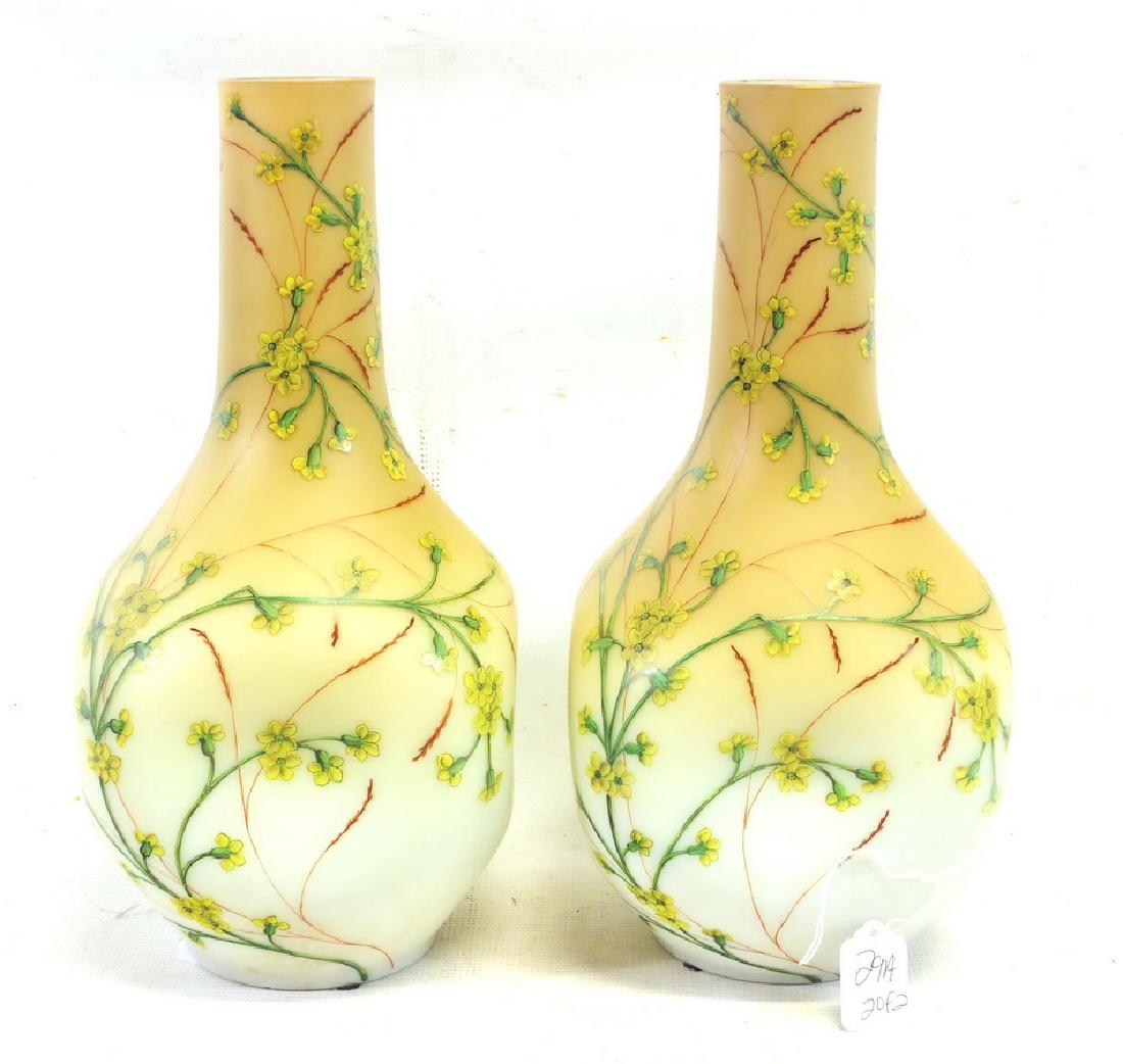 Webb Hand painted Pinch Bottom Vases 15": 15" in excellent condition