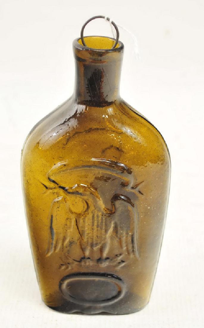 Original Double Eagle Flask Civil War Era: Stoddard Type, broken pontil, cork stopper, 6" in good shape