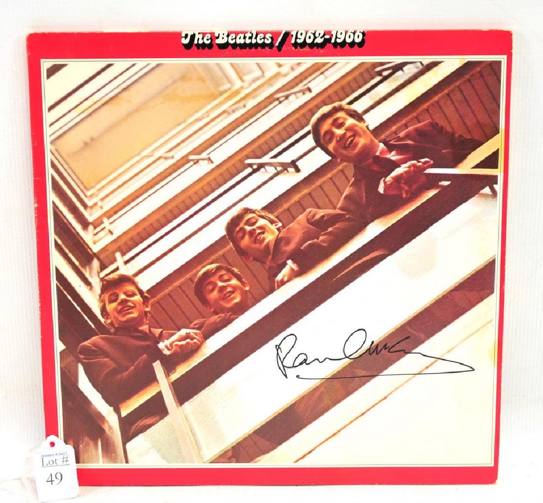 The Beatles/1962-1966 Double Album: Vinyl LP signed in ink by Paul McCartney on front of cover.