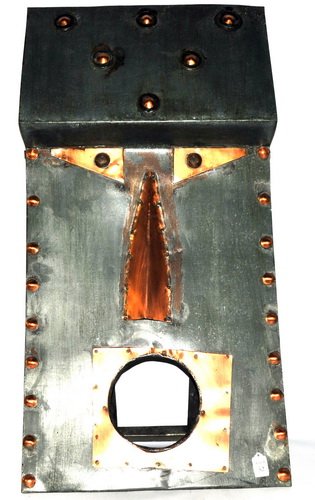 Hanging Wall Sculpture face copper and galvanized: "Nubian Spirit" Signed Frank Escalet 1988 39 1/4" Dated April 21,