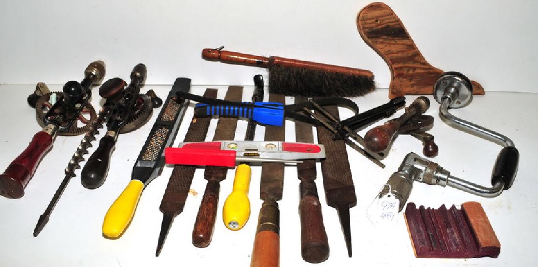 Four Boxes of Vintage Tools: Sandy Paper, clamps, files and more