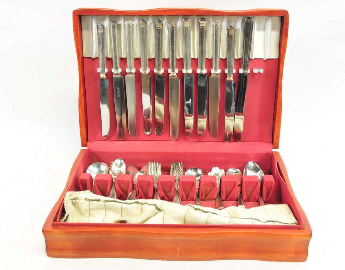 Four Boxes of Silver Plate: Large group of silver plate items including th marthinsen Norway, WR Canada, English silver mfc Corp, Trenton Japan, Empire crafts, Meriden, , B&S Country Club Presidents Cup 1967, Armor Silver Plate